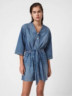 All Saints | Abbey Denim Romper Size 4 US 100% Cotton Medium Wash